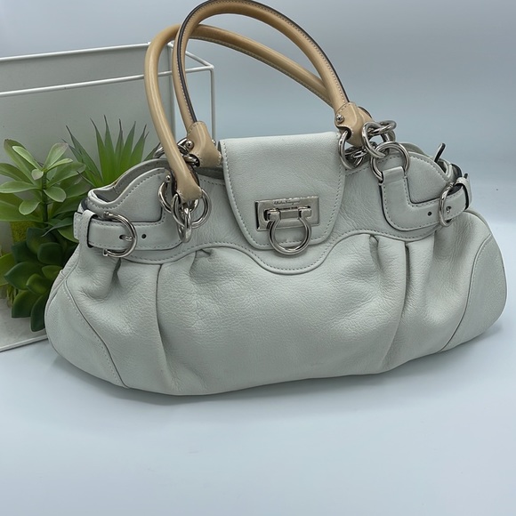 Salvatore Ferragamo White Leather Marisa Satchel